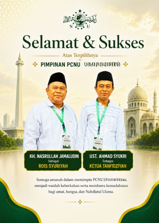 PCNU  Pengurus Cabang Kabupaten Sumbawa Rois Syuriyah KH Nasrullah Jamaludin dan Ketua Tanfidziyah Ust Ahmad Syukri